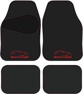 🚗 car-grand universal fit sporty carpet car floor mats, set of 4 - anti-slip, red - ideal for suvs, vans, sedans, and cars logo