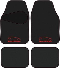 img 4 attached to 🚗 CAR-GRAND Universal Fit Sporty Carpet Car Floor Mats, Set of 4 - Anti-Slip, Red - Ideal for SUVs, Vans, Sedans, and Cars