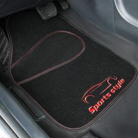 img 3 attached to 🚗 CAR-GRAND Universal Fit Sporty Carpet Car Floor Mats, Set of 4 - Anti-Slip, Red - Ideal for SUVs, Vans, Sedans, and Cars