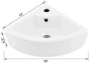 img 1 attached to 🚿 VASOYO Mini Triangle Corner Bathroom Sink: Wall Mount White Porcelain Ceramic Vanity Vessel Sink with Faucet Hole and Overflow