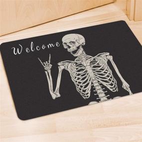 img 3 attached to 🎃 EZXZZ Halloween Rock Skull Doormat - Indoor/Outdoor Rug, Non-Slip Rubber, Waterproof, Washable, Durable, Easy to Clean Entry Mat - 23.6" X 15.7" - Bathroom and Decorative Floor Mat
