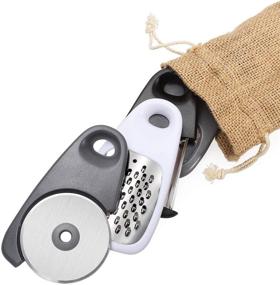 img 2 attached to 🧀 Space Saving Kitchen Gadgets Set: 5-Pieces Cooking Tools with Grater, Peeler, Opener, Cutter, and Burlap Bags - Perfect Gift Set for Cheese, Chocolate, Fruits, and More!