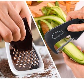 img 1 attached to 🧀 Space Saving Kitchen Gadgets Set: 5-Pieces Cooking Tools with Grater, Peeler, Opener, Cutter, and Burlap Bags - Perfect Gift Set for Cheese, Chocolate, Fruits, and More!