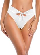 👙 shekini women's high waist bikini bottom with stylish tie knot front logo