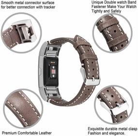 img 1 attached to 👉 ESeekGo Genuine Leather Replacement Wristband Strap for Fitbit Charge 2 - Compatible with Fitbit Charge 2 Leather Band for Women and Men (No Tracker)