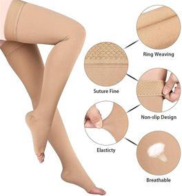 img 3 attached to Toeless Thigh-High Compression Socks with Silicone Dot Band for Improved Circulation - 20-32 mmHg Compression Stocking for Women & Men