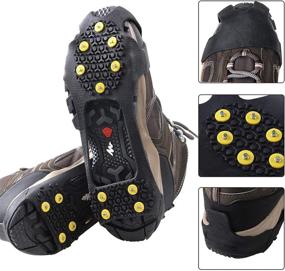 img 1 attached to FUSIGO Ice Snow Traction Cleats - 10-Stud Walk Traction Cleats Crampons for Shoes and Boots - Slip-on Stretch Footwear for Men and Women Walking on Snow and Ice