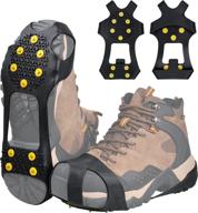 fusigo ice snow traction cleats - 10-stud walk traction cleats crampons for shoes and boots - slip-on stretch footwear for men and women walking on snow and ice logo