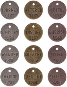 img 1 attached to 🏷️ Tim Holtz Idea-ology Metal Philosophy Tags - Pack of 12, 1 Inch, Antique Finishes - TH92678