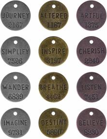 img 2 attached to 🏷️ Tim Holtz Idea-ology Metal Philosophy Tags - Pack of 12, 1 Inch, Antique Finishes - TH92678