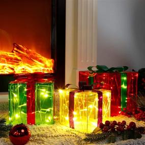 img 2 attached to 🎁 Lulu Home Christmas Lighted Gift Boxes: 60 LED Outdoor Decoration for Yard, Red Green Yellow Presents