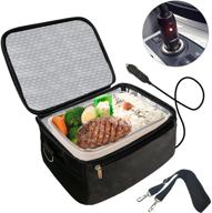 🔌 12v portable oven - personal food warmer, car heating lunch box - electric slow cooker for raw food cooking & meals reheating during road trip, office work, picnic, camping, or family gathering (black) логотип