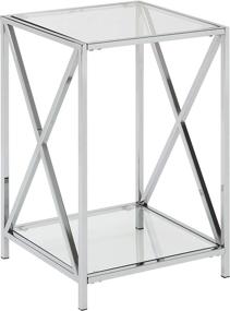 img 3 attached to 🌟 Modern and Sleek: Convenience Concepts Oxford End Table with Clear Glass and Chrome Frame