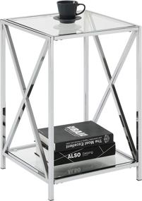 img 2 attached to 🌟 Modern and Sleek: Convenience Concepts Oxford End Table with Clear Glass and Chrome Frame