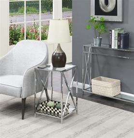 img 1 attached to 🌟 Modern and Sleek: Convenience Concepts Oxford End Table with Clear Glass and Chrome Frame