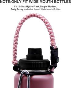 img 3 attached to 🧗 ZK-Global Paracord Handle for Hydro Flask Wide Mouth Bottles, Safety Ring & Carabiner, with Silicone Sleeve - Best Value Set