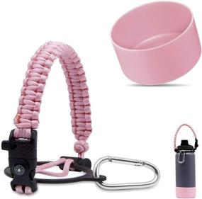 img 4 attached to 🧗 ZK-Global Paracord Handle for Hydro Flask Wide Mouth Bottles, Safety Ring & Carabiner, with Silicone Sleeve - Best Value Set