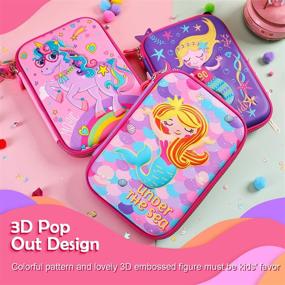 img 3 attached to 🦄 Cute Unicorn Pencil Case for Girls - 3D EVA Pen Pouch with Anti-Shock Design, Large Capacity and Multi-Compartment for School Students, Teens, Kids - Ideal for Boys and Girls