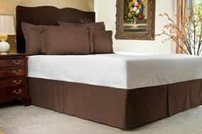 img 1 attached to 🛏️ Brown Queen Bed Skirt 18 Inch Drop - Tailored Pleated Striped Bedskirt with Split Corners and Platform - Solid Poly/Cotton 300TC Fabric - Dust Ruffle for Enhanced Bedroom Décor