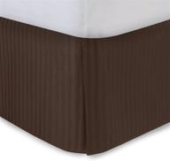 🛏️ brown queen bed skirt 18 inch drop - tailored pleated striped bedskirt with split corners and platform - solid poly/cotton 300tc fabric - dust ruffle for enhanced bedroom décor logo