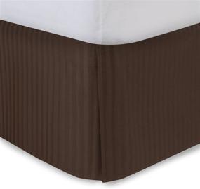 img 2 attached to 🛏️ Brown Queen Bed Skirt 18 Inch Drop - Tailored Pleated Striped Bedskirt with Split Corners and Platform - Solid Poly/Cotton 300TC Fabric - Dust Ruffle for Enhanced Bedroom Décor