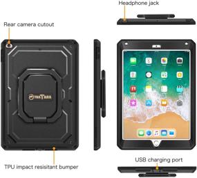 img 1 attached to 💼 Fintie iPad 9.7 Inch 2018/2017 Case - [Tuatara Magic Ring] Shockproof Rugged Cover with Grip Stand - Black