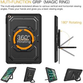 img 2 attached to 💼 Fintie iPad 9.7 Inch 2018/2017 Case - [Tuatara Magic Ring] Shockproof Rugged Cover with Grip Stand - Black