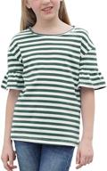 gorlya ruffle shoulder gor1080 blackstripe girls' clothing and tops, tees & blouses logo