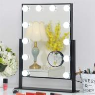 hansong large hollywood makeup vanity mirror: professional light-up mirror with 10x magnification, 3 lighting modes, and 12 dimmable bulbs logo