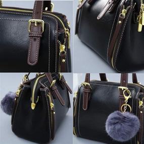 img 2 attached to 👜 GOPHRALOVE Crossbody Tote Purse: Stylish Black Shoulder Bag for Women with Top Handles and Pom Pom Charms