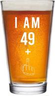 funny 50 year old presents: 49 + one middle finger 50th birthday beer glass logo