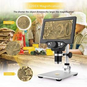 img 1 attached to 📷 USB Digital Microscope with 7-inch LCD Display, 1200X Magnification Camera, Video Recorder, Rechargeable Battery, and 8 LED Lights for Soldering, PCB Circuit Board Repair, Coins, and Insect Observations