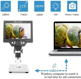 img 3 attached to 📷 USB Digital Microscope with 7-inch LCD Display, 1200X Magnification Camera, Video Recorder, Rechargeable Battery, and 8 LED Lights for Soldering, PCB Circuit Board Repair, Coins, and Insect Observations