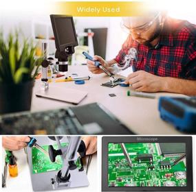 img 2 attached to 📷 USB Digital Microscope with 7-inch LCD Display, 1200X Magnification Camera, Video Recorder, Rechargeable Battery, and 8 LED Lights for Soldering, PCB Circuit Board Repair, Coins, and Insect Observations