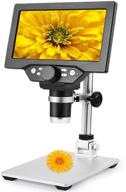 📷 usb digital microscope with 7-inch lcd display, 1200x magnification camera, video recorder, rechargeable battery, and 8 led lights for soldering, pcb circuit board repair, coins, and insect observations logo