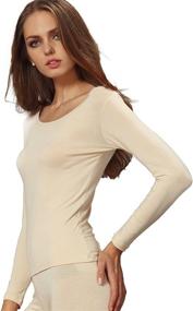 img 3 attached to Stay Cozy and Layered with Liang Rou 👚 Women's Scoop Neck Long Sleeve Ultrathin Modal Thermal Underwear Shirt/Top