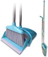 lightweight upright lobby broom and dustpan set - long handle combo for home, kitchen, room, office - indoor/outdoor cleaning equipment (blue) logo