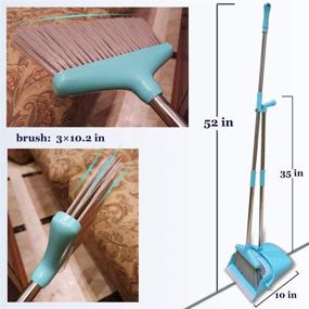 img 1 attached to Lightweight Upright Lobby Broom and Dustpan Set - Long Handle Combo for Home, Kitchen, Room, Office - Indoor/Outdoor Cleaning Equipment (Blue)