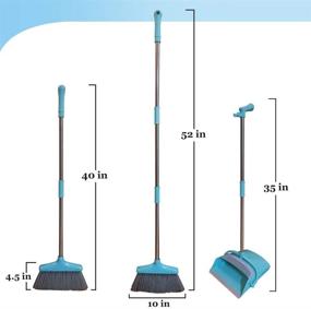 img 3 attached to Lightweight Upright Lobby Broom and Dustpan Set - Long Handle Combo for Home, Kitchen, Room, Office - Indoor/Outdoor Cleaning Equipment (Blue)