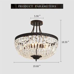 img 3 attached to 💡 Modern 5-Light E12 Round Crystal Ceiling Light Fixture in Black Finish - Semi Flush Mount Chandelier Ceiling Lamp for Living Room, Dining Room, Entryway, Hallway, Foyer, Bedroom, Laundry, Bathroom