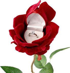 img 1 attached to Noble Red Heart Flower Blossom Ring Box: Ideal for Gifts, Ceremonies, Proposals, Engagements, and Weddings - Enhancing Jewelry Presentation