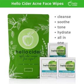 img 2 attached to 🌿 Organic TeaTree, Rose, Chamomile, Witch Hazel Apple Cider Vinegar Acne Face Wipes - Oil-Free Formula for Reducing Blemishes & Acne. Toning, Restoring, Soothing, and Balancing pH - Suitable for Dry, Normal, and Sensitive Skin. 25ct. Made in the USA by Hello Cider