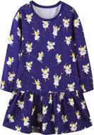 👗 cute and comfy: bumeex toddler girl cotton long sleeve dresses for kids 1-7 years logo