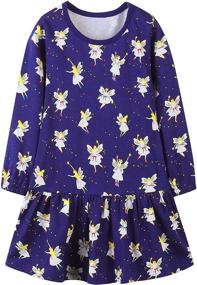 img 2 attached to 👗 Cute and Comfy: Bumeex Toddler Girl Cotton Long Sleeve Dresses for Kids 1-7 Years