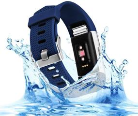 img 2 attached to VINIKI Sport Bands Compatible With Fitbit Charge 2 Special Edition Adjustable Sport Wristbands (Dark Blue