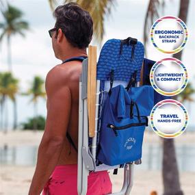 img 3 attached to 🪑 RIO Beach Hi-Boy 17" Seat Height 4-Position Lace-Up Suspension Folding Backpack Beach Chair - Blue Fish Print