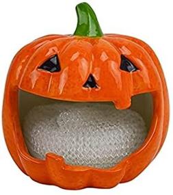 img 2 attached to 🎃 Boston Warehouse Jack O Lantern Dish Scrubber Holder: Durable Orange Dish Scrubber with Nylon Bristles