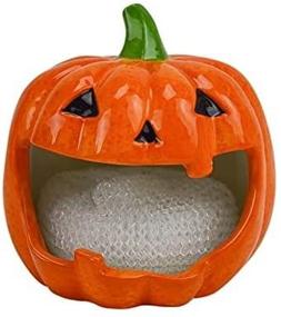 img 1 attached to 🎃 Boston Warehouse Jack O Lantern Dish Scrubber Holder: Durable Orange Dish Scrubber with Nylon Bristles