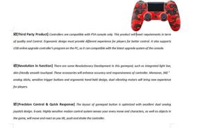 img 3 attached to Wireless Gamepad PS4 Controller 2 Pack, Dual Vibration Joystick with Anti-Slip Grip and Audio Function - Precise Controller for Playstation 4/Pro/Slim/PC (Red & Blue Camouflage)