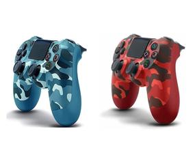 img 1 attached to Wireless Gamepad PS4 Controller 2 Pack, Dual Vibration Joystick with Anti-Slip Grip and Audio Function - Precise Controller for Playstation 4/Pro/Slim/PC (Red & Blue Camouflage)